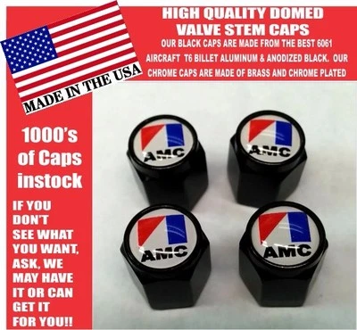 AMC American Motors Black Billet Valve Stem Caps -Very Nice! Unique! - Image 1 of 2
