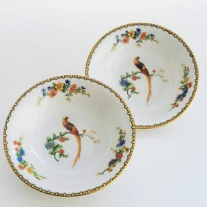 Antique Czech Golden Pheasant Berry Bowl Set MZ Altrohlau Bird Orange Floral - Picture 1 of 10