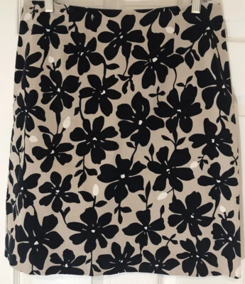 Geoffrey Beene Sport Stretch Straight Pencil Skirt Size 8 Black & Tan Floral  - Image 1 of 4