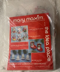 Mary Maxim #37494  Teddy Bear Ornaments Needlepoint Kit - Picture 1 of 2