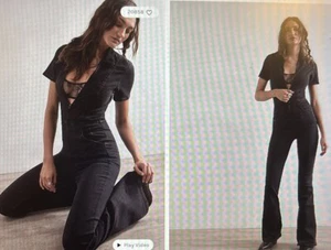 Free People We The Free Jayde Flare Jumpsuit Black Mamba Medium NWT Retail $158 - Picture 1 of 10