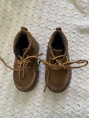 Buster Marrón Niños Talla 6 Botas de Trabajo Amarillo Gamuza Cordones Tacos Suelas Foto 1 de 4