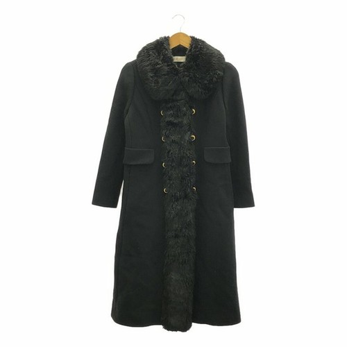 TORY BURCH CAPPOTTO LUNGO LANA ECOPELLICCIA 2 NERO DONNA Usato0