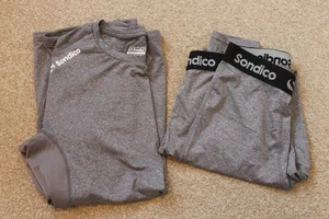 Sondico grey under suit base layer skins long sleeve top & bottoms size 2XL XXL - Picture 1 of 6
