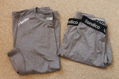Sondico grey under suit base layer skins long sleeve top & bottoms size 2XL XXL - Image 1 of 4