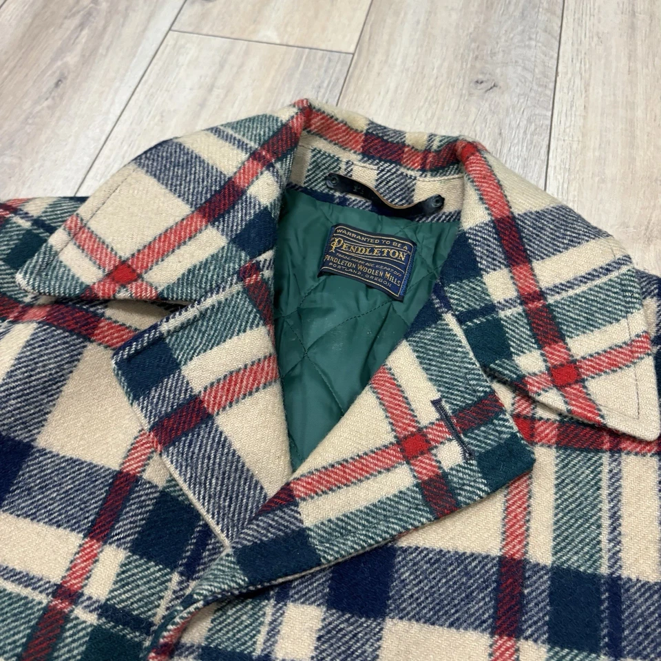 Vintage Pendleton Coat Mens Sz XL Plaid Wool Collar Quilted Lining 60s 70s - Image 1 of 4