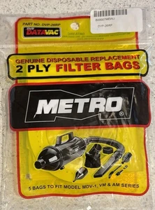 METRO VACUUM Part No P101-26 DVP-26RP 2 Ply Genuine Disposable 5 Bags In Package - Picture 1 of 2
