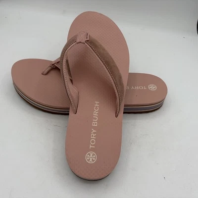 Sandalias Tory Burch Estilo Años 70 Plataforma Chanclas Talla 13 Rosa Rubor Gamuza Foto 1 de 4