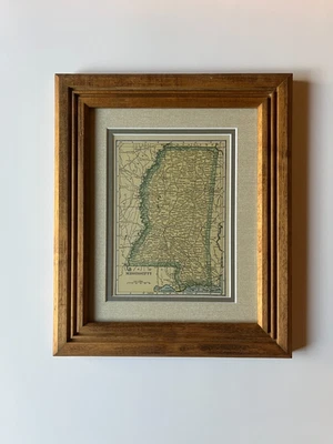 1927 MISSISSIPPI State Map by C.S. Hammond Frame/Double Mat SEE DESCRIPTION - Image 1 of 3