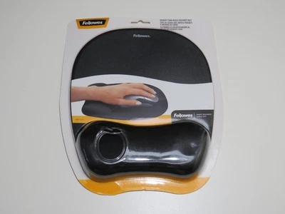 Fellowes Black Mouse Pad w/Wrist Rest, Nonskid Back - Image 1 of 3