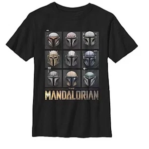STAR WARS Boys' Darth Vader & Mandalorian Short Sleeve Crewneck T-Shirt - Picture 1 of 15