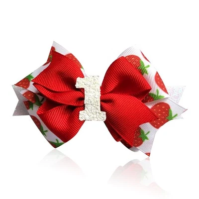 3.5 inch Strawberry Bow Hair Clips for Girls 1st Birthday Party Decoration St... - Image 1 of 4