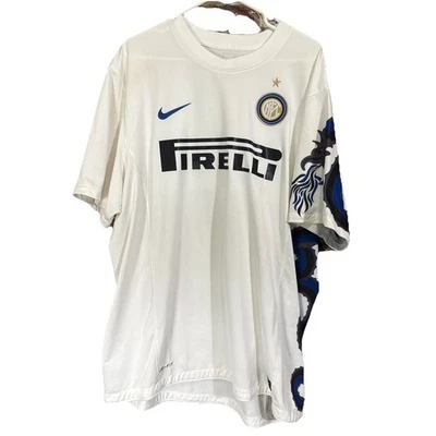 Camiseta Nike Inter Milan 2010-2011 autêntica kit Away tamanho 2XL dragão branco azul - Imagem 1 de 4