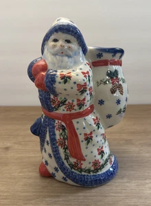 Polnische Keramik Weihnachtsmann mit Tasche & Sack Weihnachten Unikat 8" Limited Edition - Bild 1 von 7