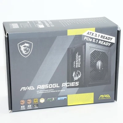 Fuente de alimentación para juegos MSI MAG A850GL 850W GOLD PCIe 5.1 ATX 3.1 lista Foto 1 de 3