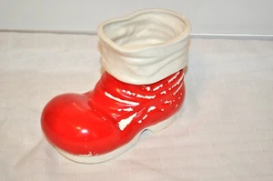 Vintage Holt Howard LARGE  Ceramic Christmas Santa Claus Boot  5 1/4" x 7 1/2" - Picture 1 of 10