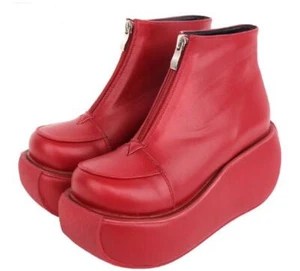 Damenmode Punk Lolita runde Spitze Reißverschluss Stiefeletten Cosplay Plateau Schuhe 6 - Bild 1 von 8