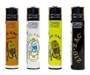4 Pack CLIPPER LIGHTERS ZIG ZAG COLLECTION 1 - Refillable Lighter, Reflintable - Picture 1 of 3