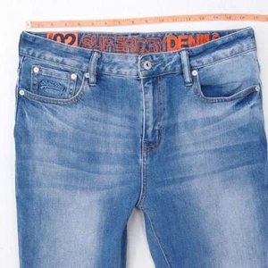 Hombres SuperDry 02 TRAVIS Ajustado Pitillo Elástico Azul Jeans W33 L32 - Imagen 1 de 7