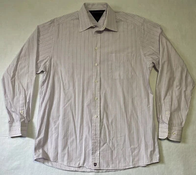 Camisa de vestir Henry Jacobson manga larga abotonada para hombre L rosa a rayas / 26-25 Foto 1 de 4