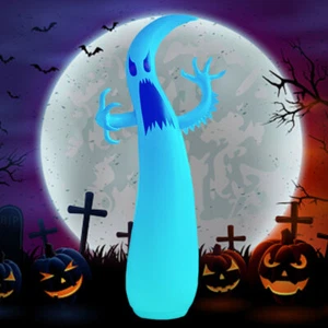 9ft Halloween Inflatable Blow up White Ghost Colorful Led Lights Lawn Decor UD - Picture 1 of 11