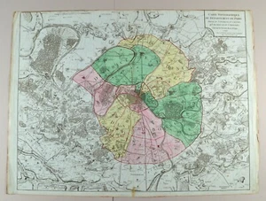 Paris Carte Topographique Map Plan 1790 Desnos Original Antique Engraving S38 - Picture 1 of 9