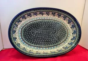 "CACEROLA/PANADERA OVALADA DE CERÁMICA PULIDO ÚNICA 13"" × 9""x 2.5""~Flor Boleslawiec - Imagen 1 de 12