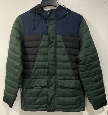 Мужская куртка-пуховик Scotch & Soda 4810 с капюшоном маленькая черная зеленая синяя цветной блок - Изображение 1 из 4