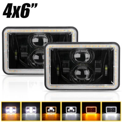 Par de faros LED 4x6" H4656 Hi-Lo sellados DRL para Freightliner Classic FLD120 Foto 1 de 4