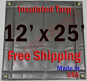 12' x 25' Insulated Poly Tarp 1/4" Foam Core Concrete Padding Wall Cushion Kiln - Picture 1 of 1