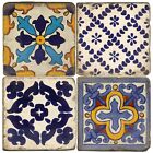 Studio Vertu, Set of 4, "Mexican Tiles II" Tumbled Botticino Marble Coasters