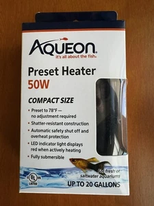 Aqueon preset submersible aquarium heater 50 watts compact (up to 20 gallons) - Picture 1 of 3