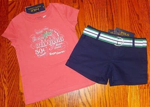 POLO RALPH LAUREN AUTHENTIC GIRLS ORIGINAL BRAND NEW 2Pc SHORTS SET Size 4T, NWT - Picture 1 of 5