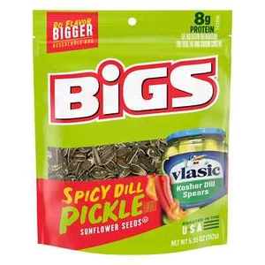 BIGS Vlasic Spicy Dill Pickle Flavored Sunflower Seeds Pack Of 12 - 5.35 oz Each - Picture 1 of 6