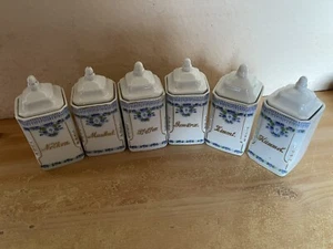 6x alte  Jugendstil feine Gewürzbehälter Vorratsgefäß Porzellan Höhe ca.13 cm - Bild 1 von 5