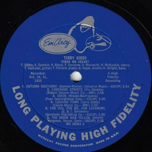 TERRY GIBBS vibes on velvet U.S. EMARCY LP MG-36064_RARE orig 1956 DEEP GROOVE - Picture 1 of 3