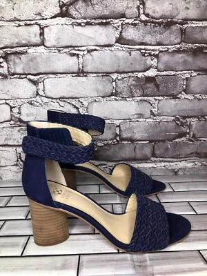 Vince Camuto Jedina Blue Leather Woven AnkleStrap Dress Sandals Women 9.5M US/41 - Image 1 of 4