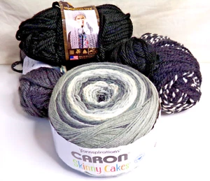 Garnpaket, Caron Skinny Cakes, Marke Löwen, schwarz, weiß & grau - Bild 1 von 14