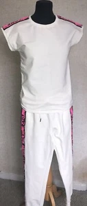 May by shining star lounge suit set trousers and top ivory love sequin logo S/M - Picture 1 of 6