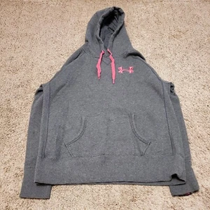 Under Armour UA Storm Gray Pink Heavy Duty Warm Logo Hoodie Size MD Pockets - Picture 1 of 6