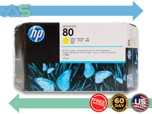 Genuine HP Designjet 80 C4873A Yellow 175-ml Original High Yield Ink Cartridge - Zdjęcie 1 z 9