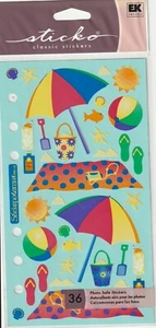 Vintage Sticko flat stickers THE SHORE BEACH theme 36 pcs 47177 FAST shipping! - Picture 1 of 2