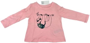 GAP Baby Girls Pink Sloth Long Sleeve T-Shirt Top 6- 12 Months MRRP £10.99 - Picture 1 of 5