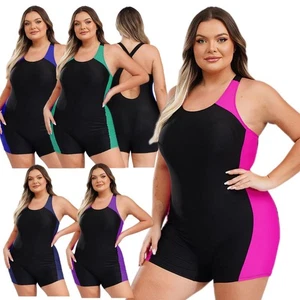 Women Plus Size One Piece Swimwear Water Surfing Unitard Athletic Bathing Suit - Picture 1 of 27