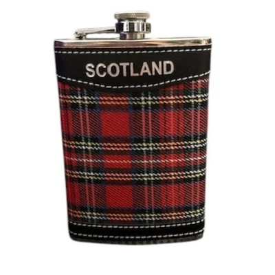 Frasco de cadera escocés tartán 9 oz acero inoxidable 9 oz licor rojo a cuadros tradición Foto 1 de 4