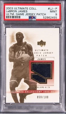 Parche de camiseta Ultimate Collection 2003 LeBron James Ultimate Game #LJ/100 PSA 9 Foto 1 de 2
