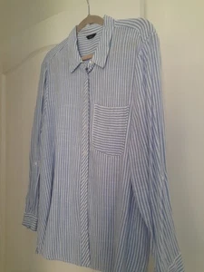 M&Co Cotton Shirt Blue White Floral Print, Size 20....v.g.c. - Picture 1 of 4