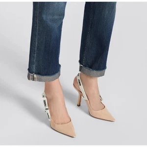 Dior J'adior Patent Leather Calfskin Pump Slingback Heels Nude Beige Women's 38 - Picture 1 of 6