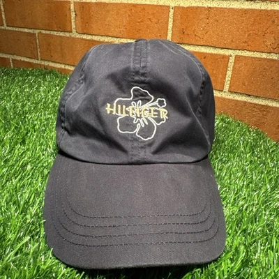 De colección Años 90-Y2K Tommy Hilfiger Logo Floral Azul Marino Correa de Cuero Sombrero de Papá Foto 1 de 4