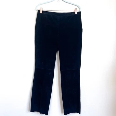 Vintage Kenneth Cole Suede Womens Pants Size 8 Black Western Minimalist Luxury - Image 1 of 4